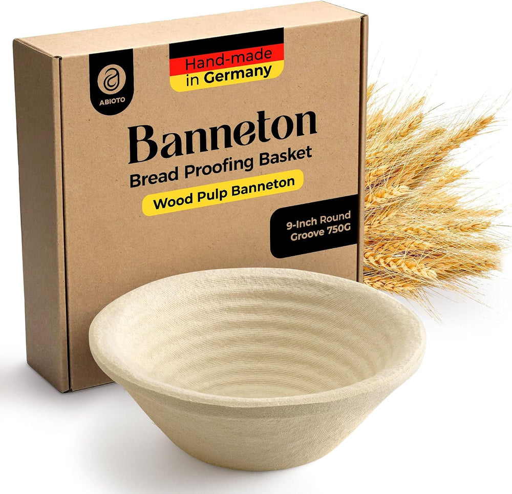 Wood Pulp Banneton Bread Proofing Basket – 9" Round 1.5LB Brotform, Groo...