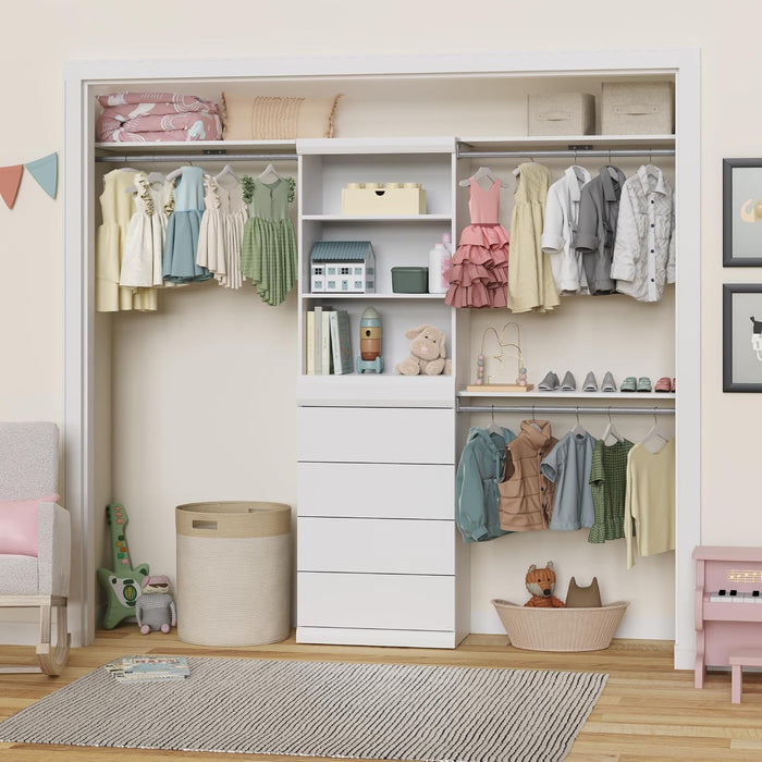 ClosetMaid Mosaics 4 Drawer Closet Organizer, Customizable Storage System, 40.90" H x 25.51" W x 16.40" D, White