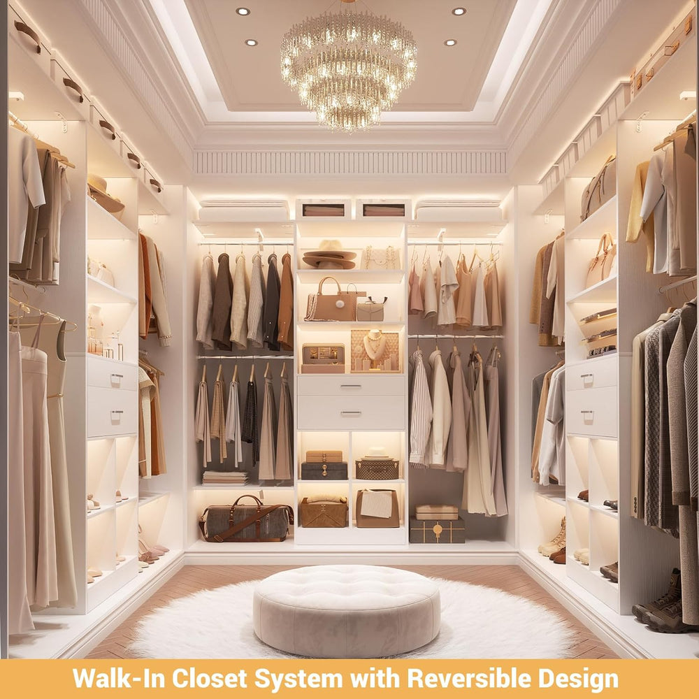5FT Closet Organizer System with Wooden Drawers, 60 Inches Walk In Closet Sys...