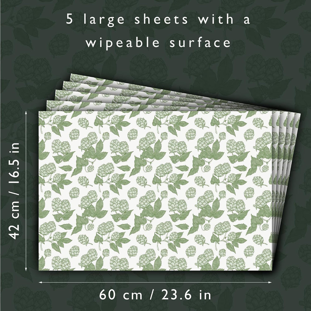 The Master Herbalist UNSCENTED & Wipe Clean Drawer Liners with a Green Ho...