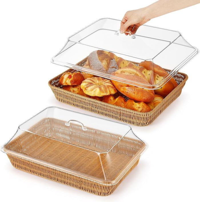 Ziliny 2 Set Wicker Bread Basket forServing, 17.72" X 13.78"