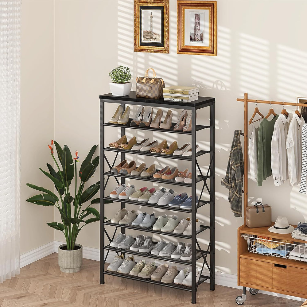 Metal Shoe Rack, 8 Tier Shoe Shelf Holds 32 Pairs, Vertical Shoe Organizer fo...