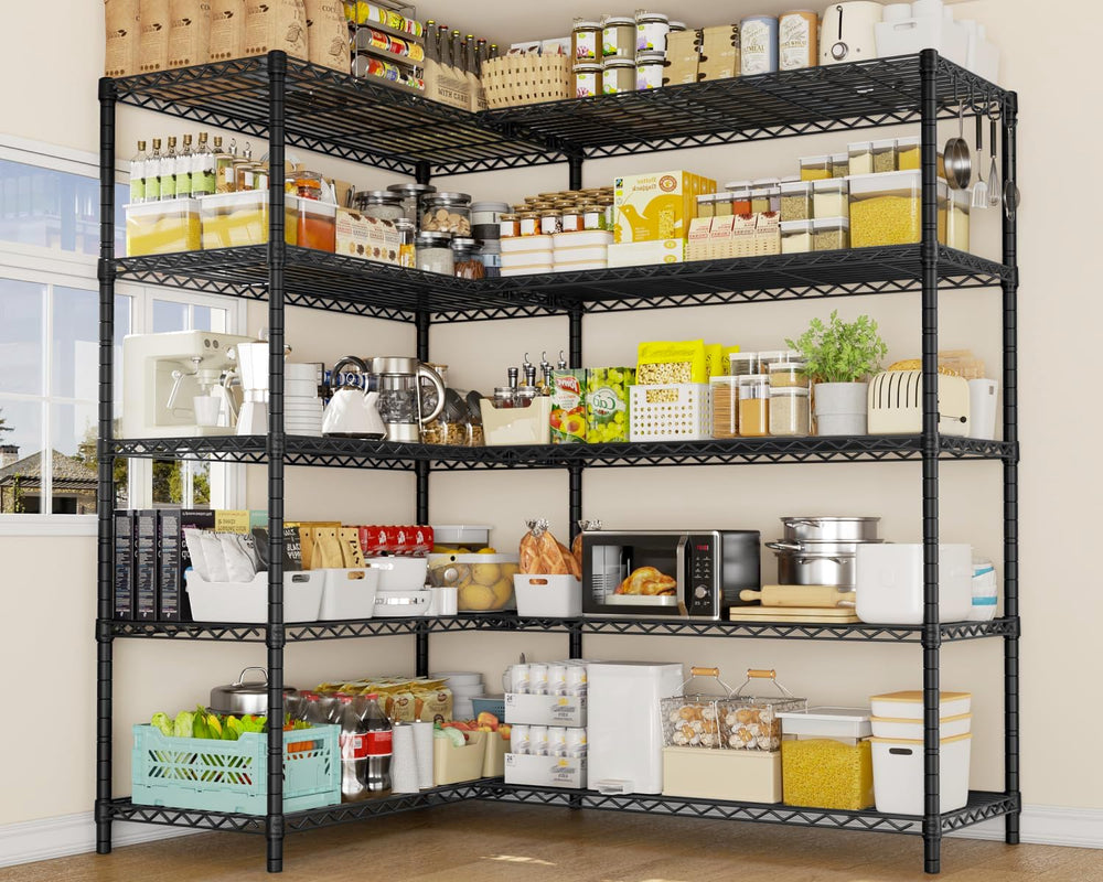 PrimeZone Heavy Duty Shelving Corner Shelves Pantry Shelving l Shaped Shelf