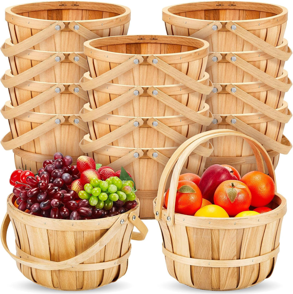 Marsui 16 Pcs 11'' x 6.5'' Large Wooden Apple Basket Bushel B...