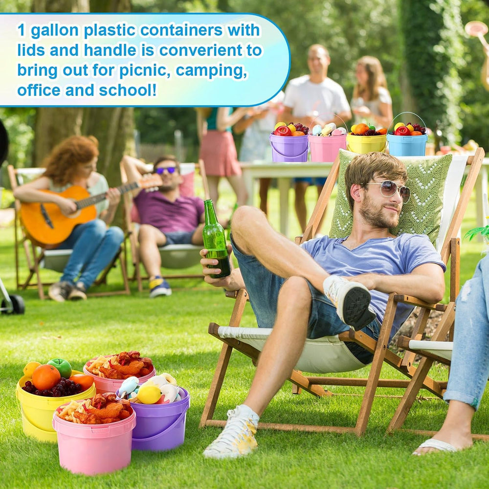 Blushtier 8 Pack 1 Gallon Plastic Bucket with Lids and Handles Food Grade Ice...