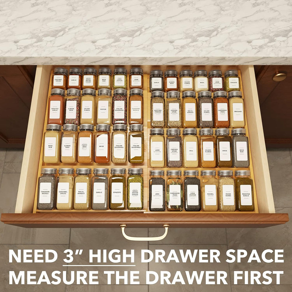 SpaceAid Bamboo Spice Drawer Organizer, (Need 3" Deep Drawer) Expandable...