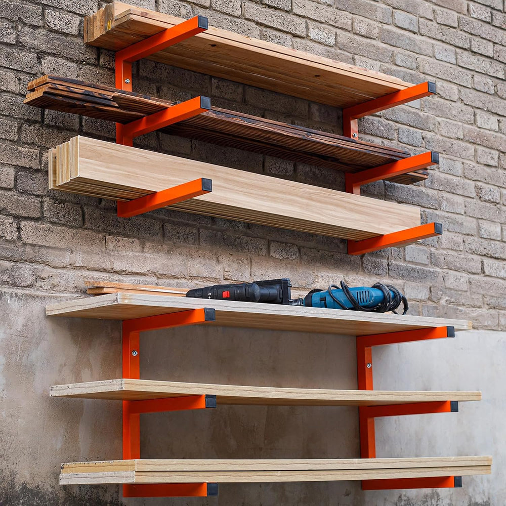 MOOMSINE Lumber Storage Rack Wall Mounted, 6-Level Holds Up 1200 Lbs Heavy Du...