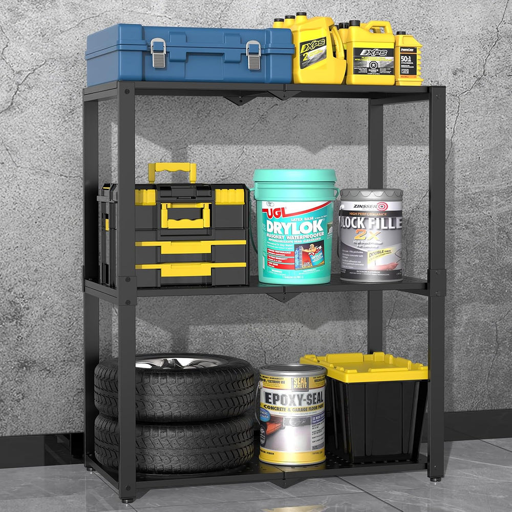 Hastatii 3-Shelf Storage Shelving Unit Metal Rack Heavy-Duty 28"x13.5&qu...