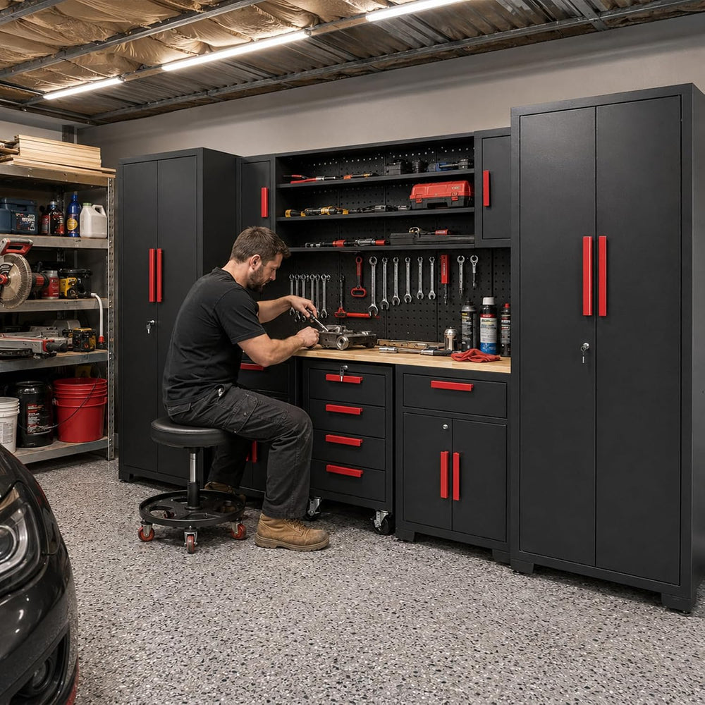 YELLOW JACKET Garage Storage Cabinets System, Locked 8-Pcs