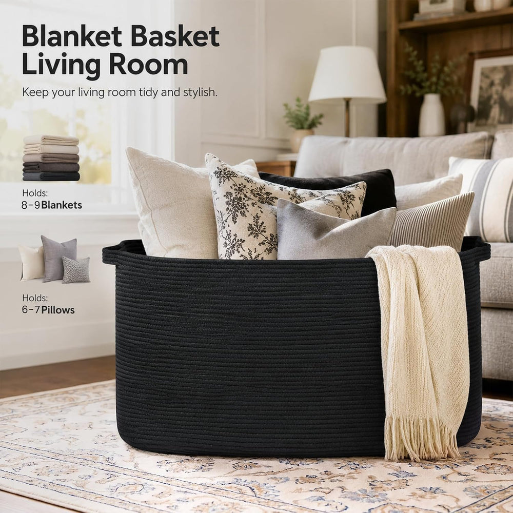 OIASKET 108L Extra Large Blanket Basket Living Room, 24.8" x 16.2" ...