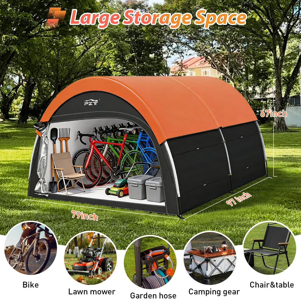 Upgraded Bike Tent with Rain Cover, Outdoor Storage Shed for 6-10 Bikes