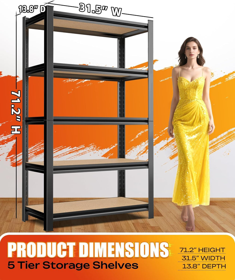 AOAORRG Set of 5 Garage Shelving Heavy Duty Storage Shelves, Metal Adjustable...