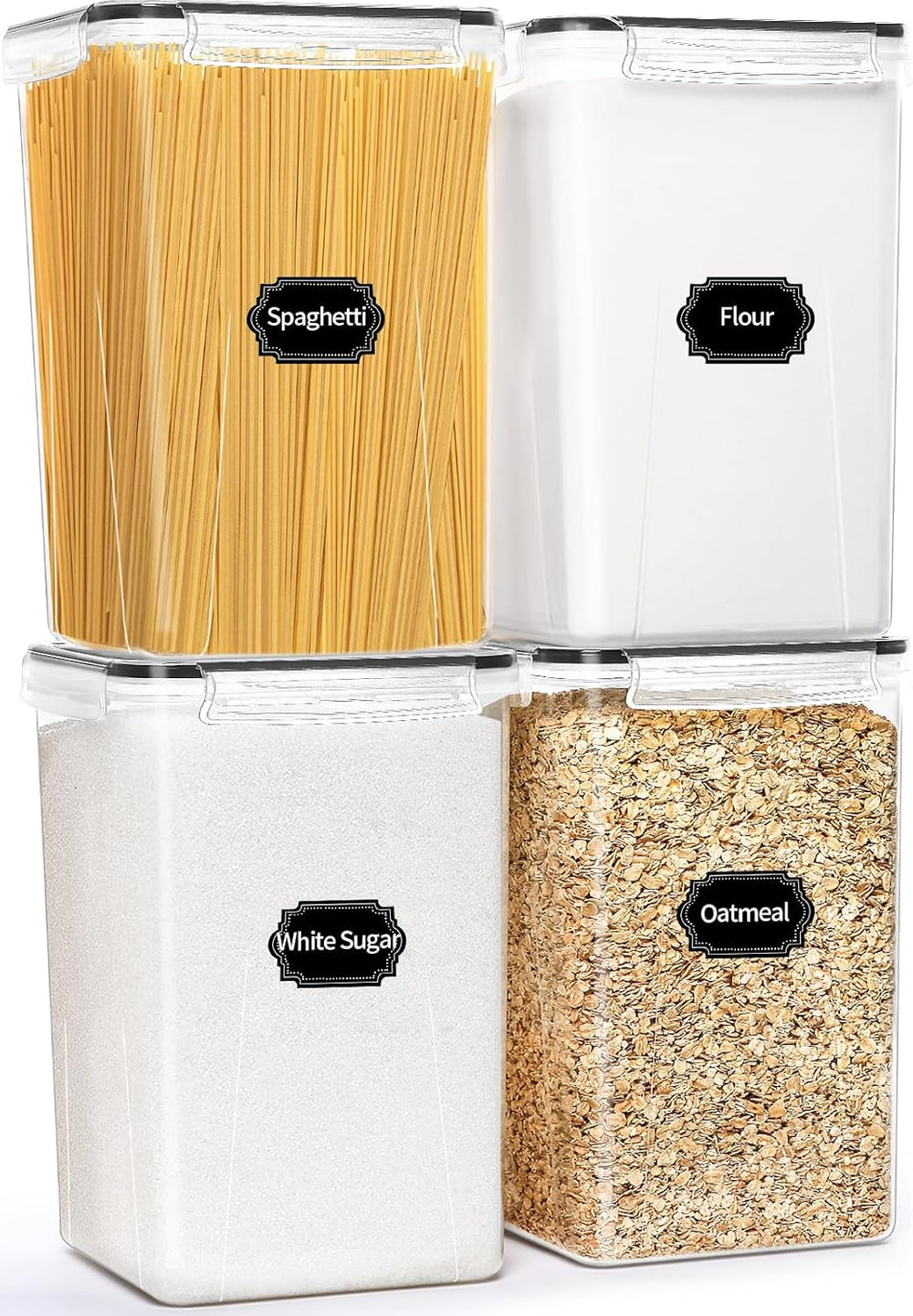 HKJ Chef 4 Pack Extra Large Airtight Food Storage Containers with Lids (6.5L ...