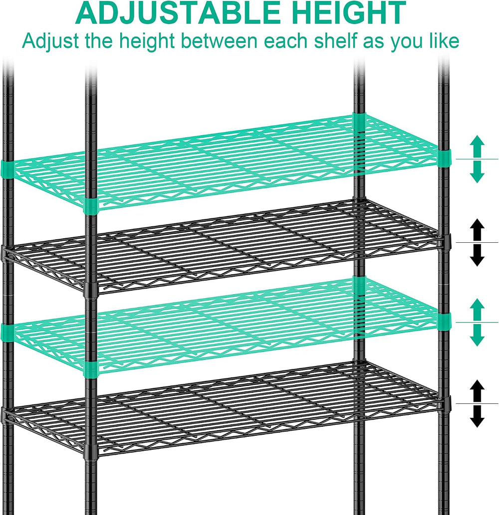 Folews 5-Tier Rolling Storage Shelf with Wheels, Metal Wire Shelving Unit
