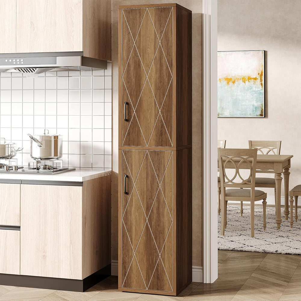 Tribesigns 75" Tall Narrow Storage Cabinet, 15 Inch Wide Wood Kitchen Pa...