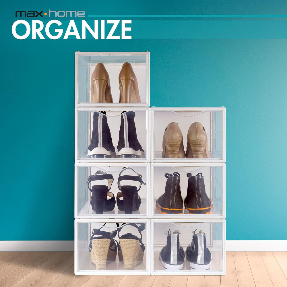 AKTIVE Max Home Plastic Shoe Boxes, Set of 6 Storage Organizers, 25 x 35 x 18...