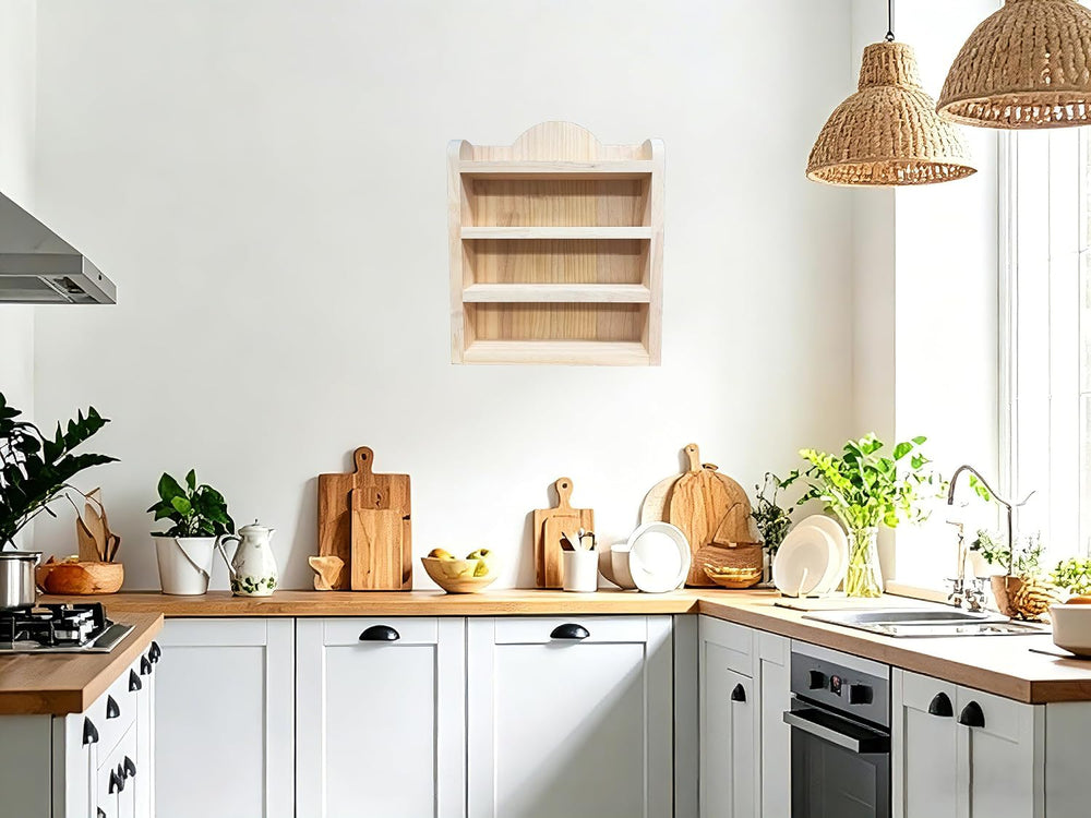 Wood Rack Shelf for Lenox Village Spice Jars 4-Tier Wall Mount Spice Rack for...