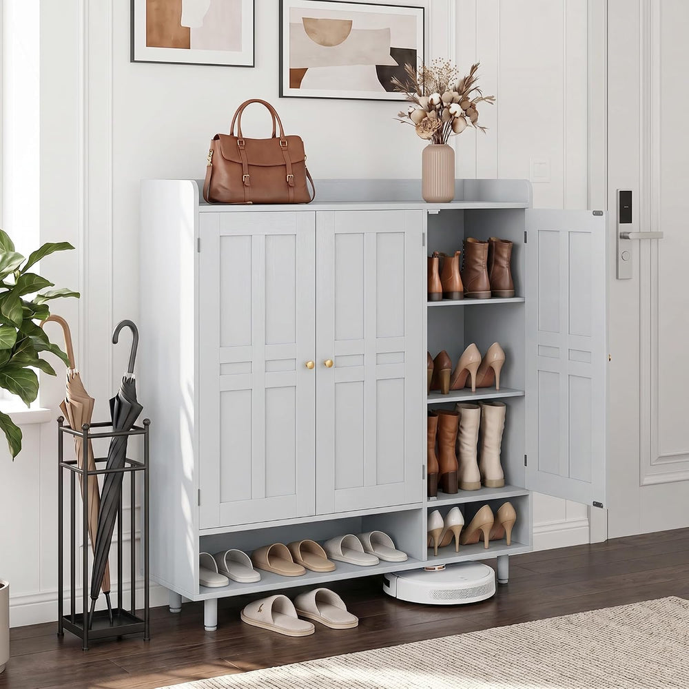 Miereirl 6-Tier 3 Doors Shoe Storage Cabinet, 45" Tall Entryway Shoe Sto...