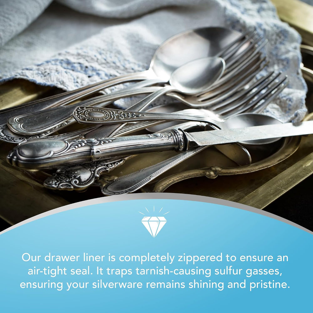 Hagerty Zippered Flatware Storage Drawer Liner –Tarnish Preventative Silverwa...