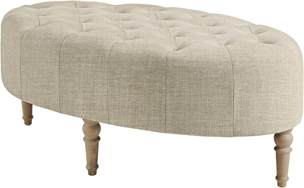 Martha Stewart Clara Coffee Table - Solid Wood Frame, Soft Fabric, Button Tuf...