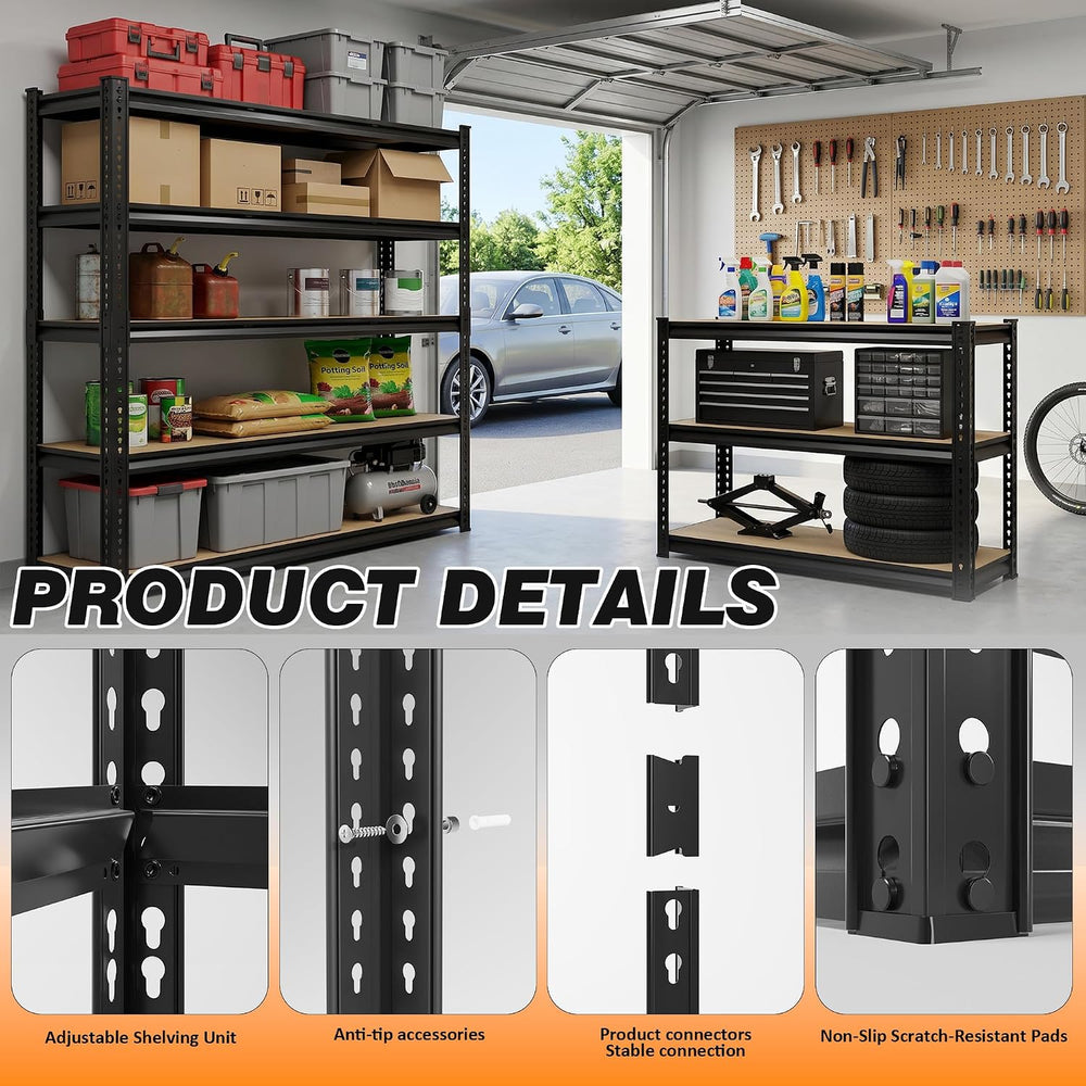 5-Tier Heavy Duty Metal Storage Rack, 48" W x 24" D x 72" H