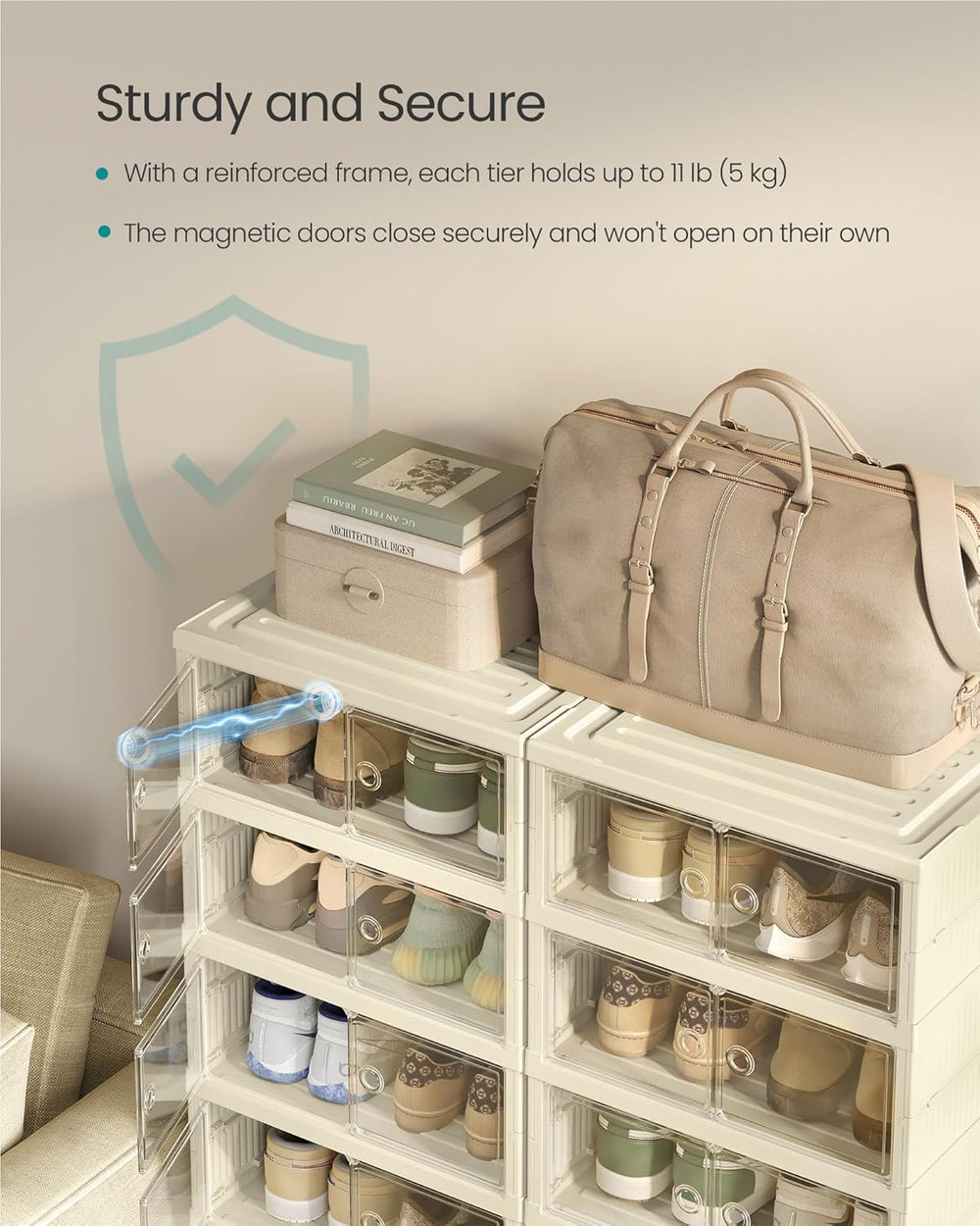 SONGMICS Foldable Shoe Storage Organizer, 9-Tier for 18 Pairs