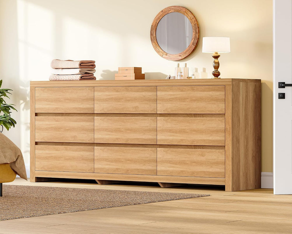 TEENFON 63" Dresser for Bedroom with 9 Drawers, Modern Dressers & Ch...