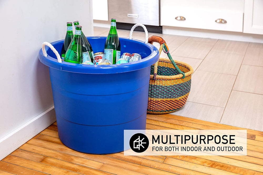 United Solutions Easy-Access Storage Rope Handle Tub, 19 Gallon, Blue, 2 Coun...