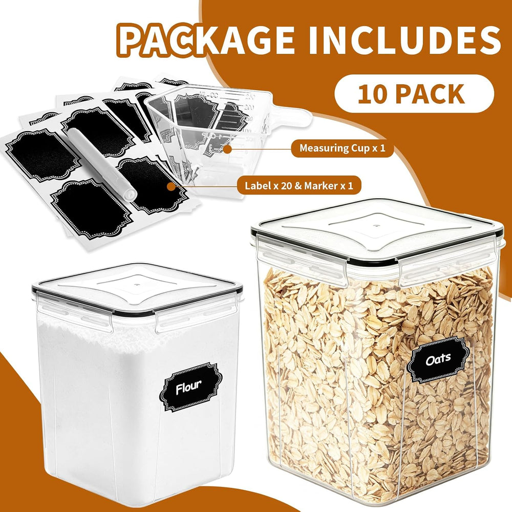 Flour Sugar Storage Containers, 10 Pack Large Airtight Food Storage Container...