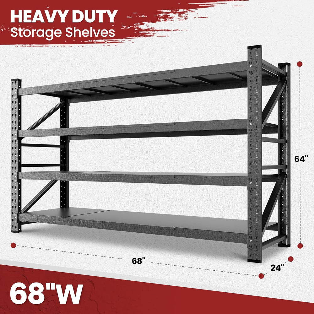 68" Wide Industrial Storage Shelves, 8000LBS Garage Shelving Heavy Duty,...