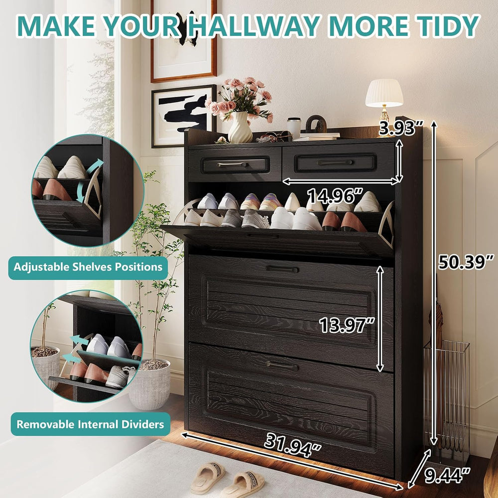 Shoe Cabinet for Entryway with 3 Large Flip Drawers and 2 Drawers
