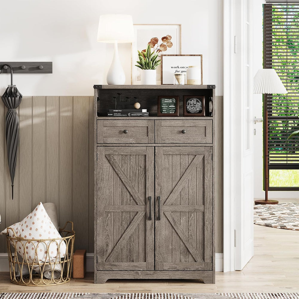 Maupvit Farmhouse Shoe Cabinet with Doors, 6-Tier Shoe Storage Cabinet