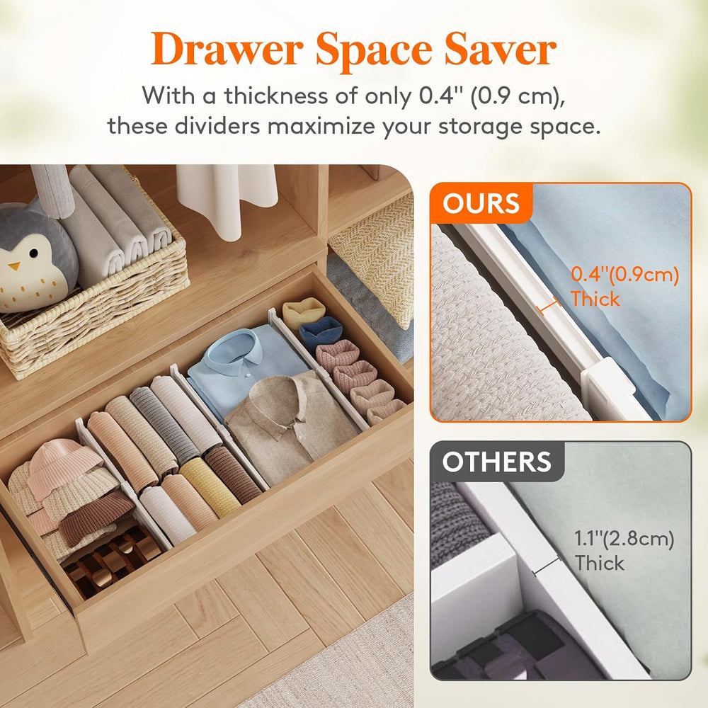 Lifewit 14 Pack 4" High Drawer Divider, Adjustable Drawer Organizer Clothes