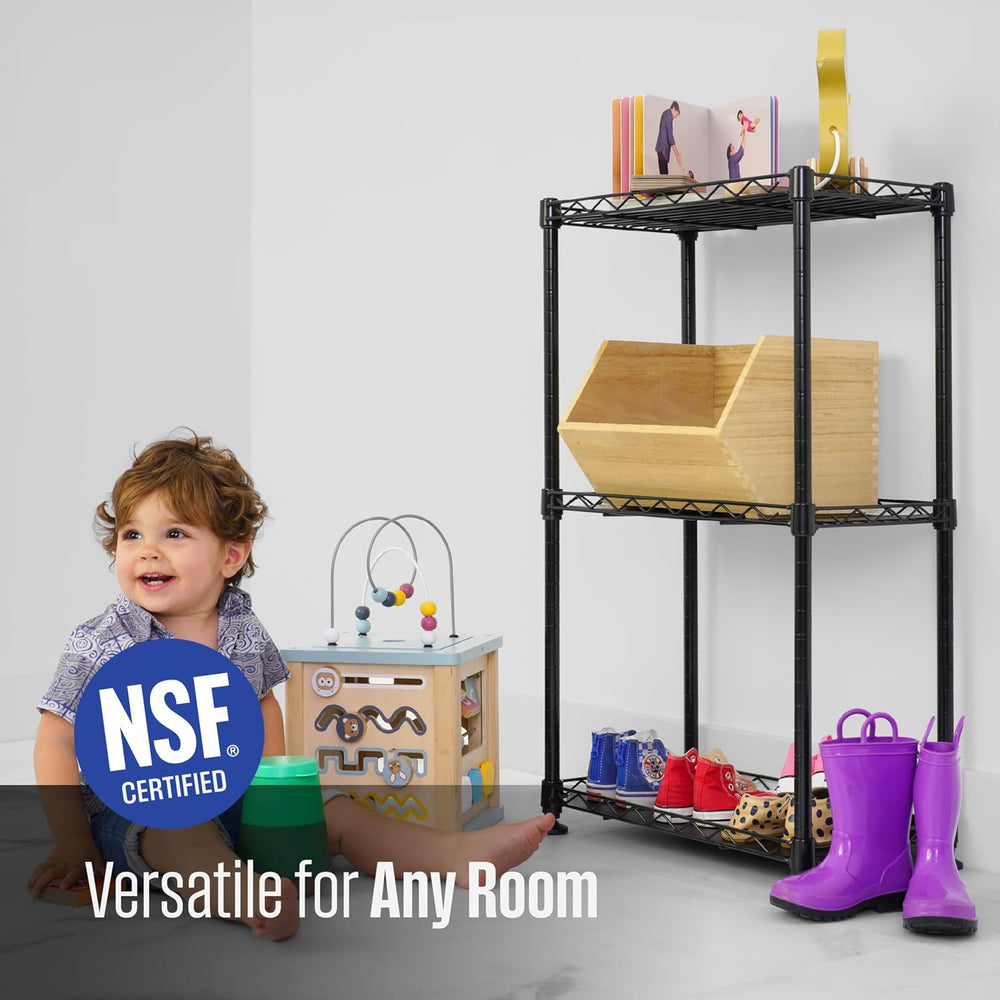 SafeRacks NSF 3-Tier Heavy Duty Steel Wire Shelves (18"x10"x30")