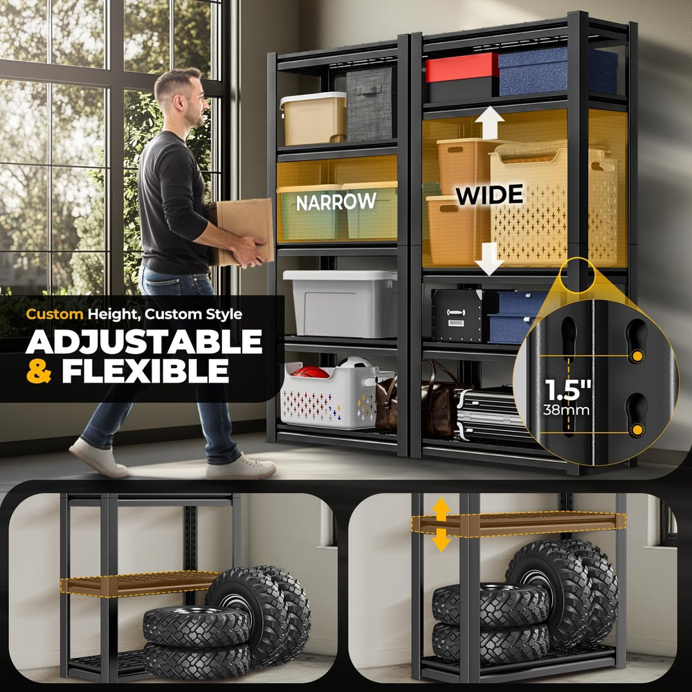 Auto Dynasty 5-Tier 72" H Garage Shelving, Heavy Duty Adjustable Metal Rack