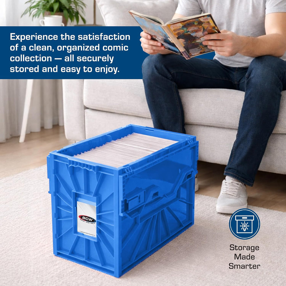 BCW Short Comic Book Bin, Holds 150 Comics Each, Blue, 2 Pack