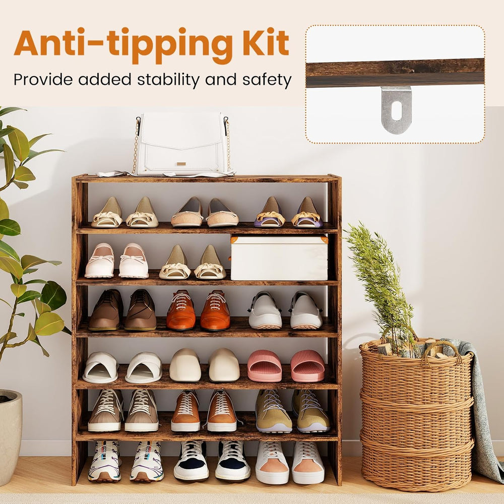 GOFLAME 6-Tier Shoe Rack, Stackable Shoe Storage Organizer, Freestanding Mode...