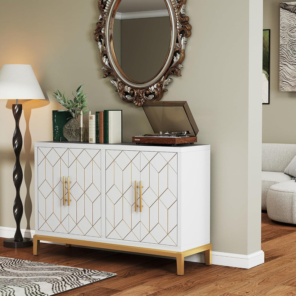 47.8" Accent Storage Cabinet with 4 Doors, Modern Sideboard Buffet Cabin...