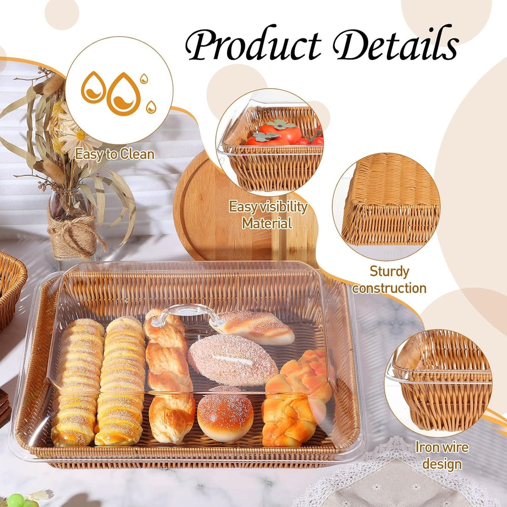 Ziliny 2 Set Wicker Bread Basket forServing, 15.75" X 11.81",13.78&...