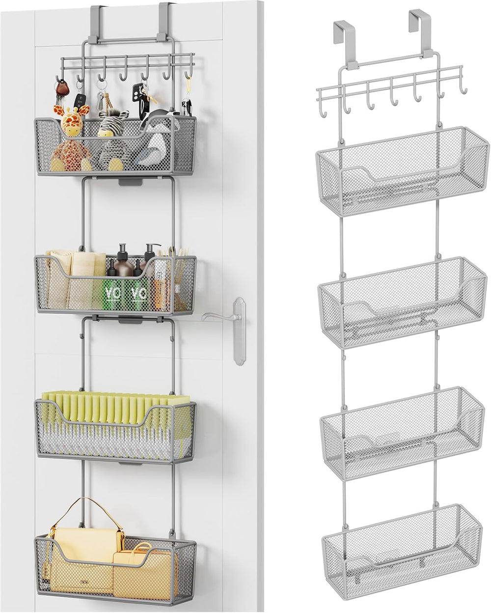 HapiRm Over The Door Organizer - Hanging Door Organizer with 4 Metal Large Ca...