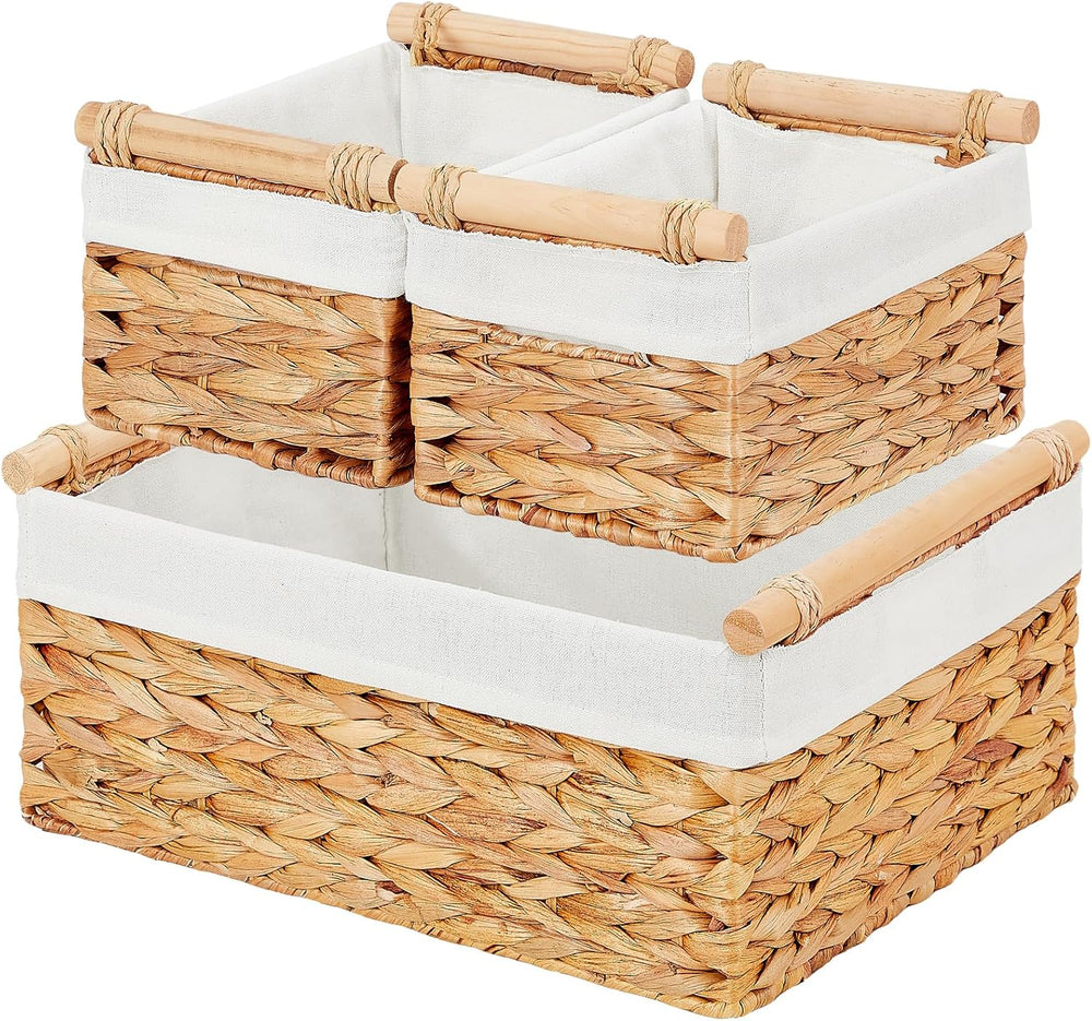 Vagusicc Wicker Storage Basket, 3-Packs Water Hyacinth Storage Baskets for Or...