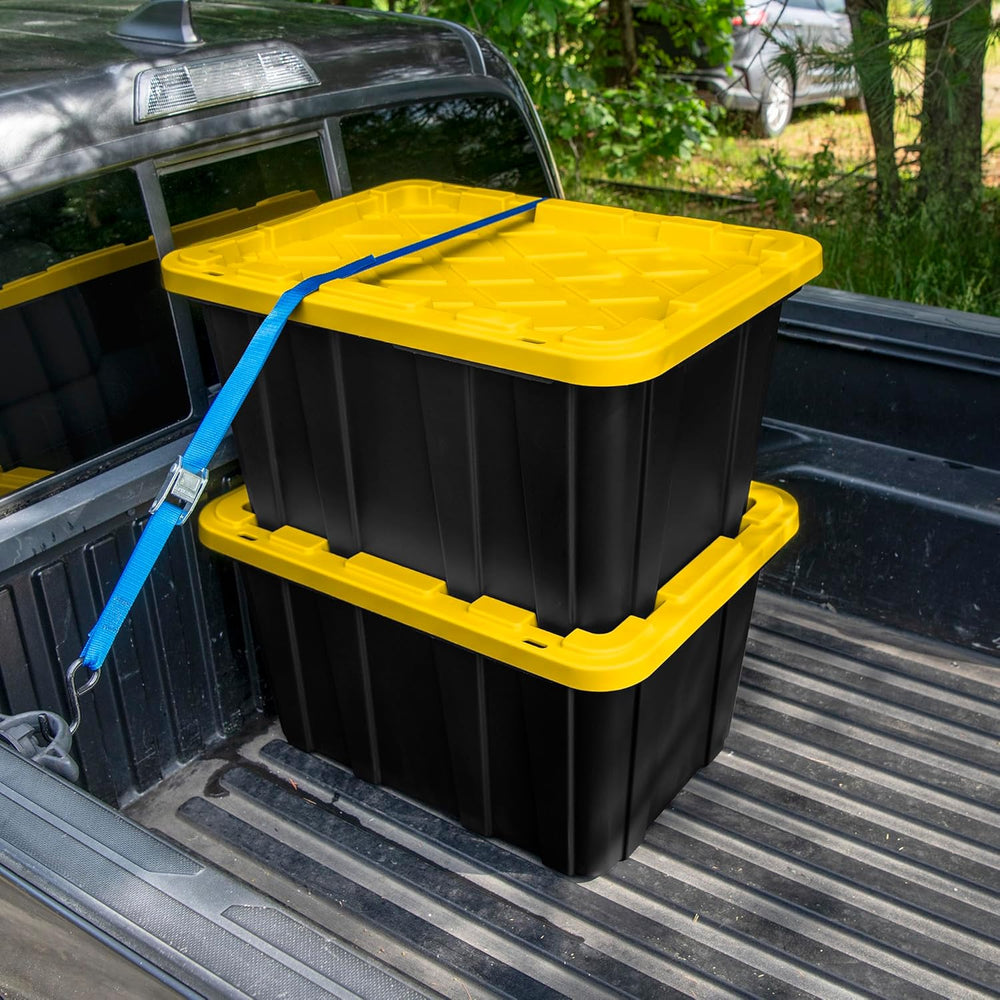 Sterilite Industrial Storage Tote with Lids for Garage, 27 Gallon, 18-Pack