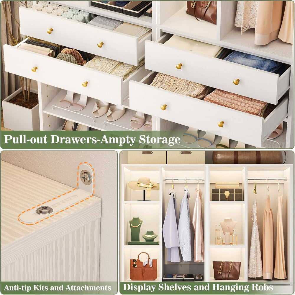Besiost Closet System, 111"/9.3 FT Closet Organizer System with 8 Drawer...