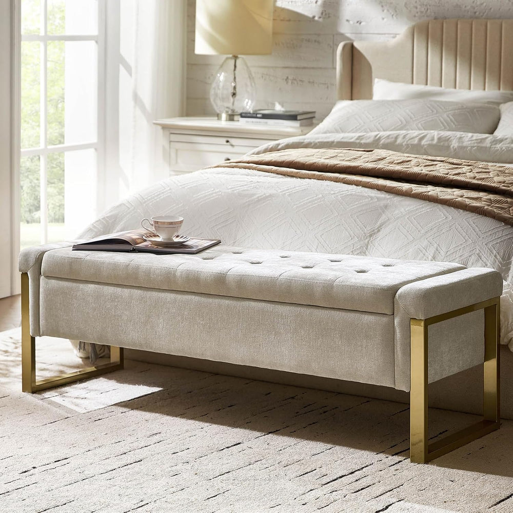 EcoHarbor Living Modern Storage Ottoman Bedroom Bench, End of Bed Bench with ...