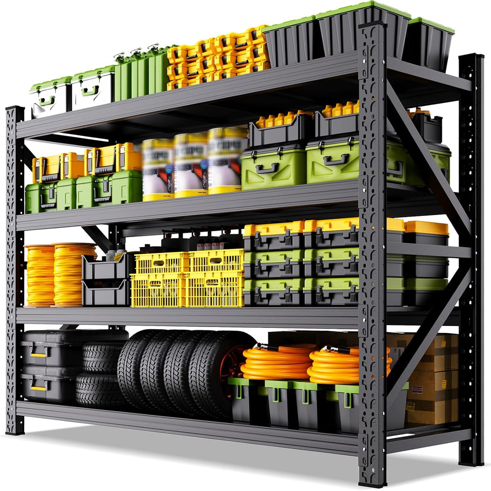 79"W garage shelving 6000LBS Heavy Duty Storage Shelves 4 Tier Metal She...