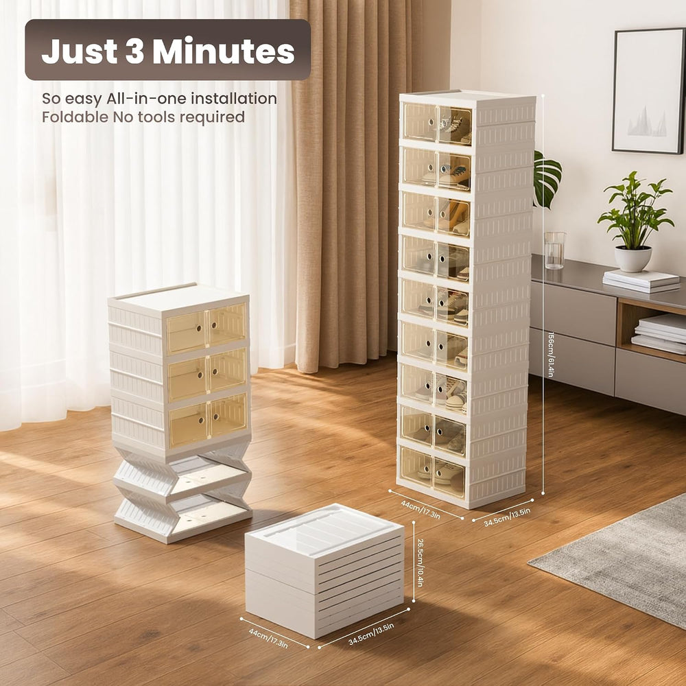 Foldable Shoe Organizer Storage Box, Portable Extra Large Folding Shoe Rack f...