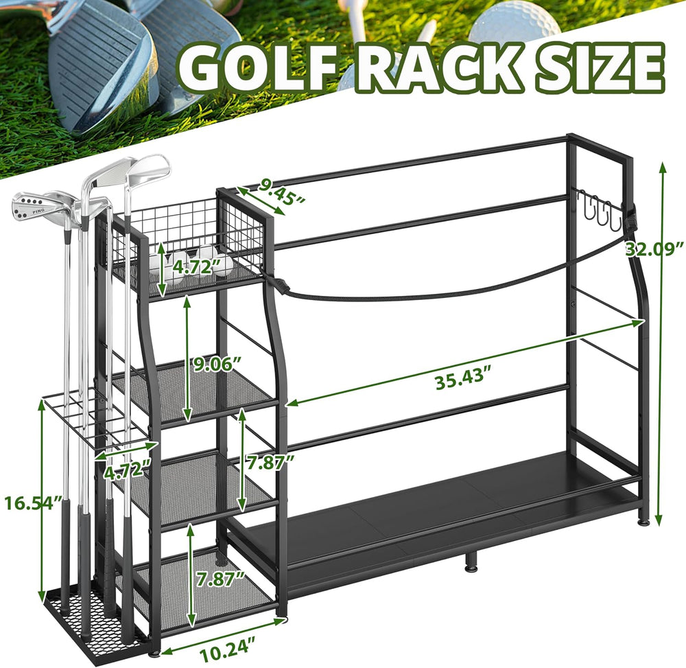Golf Bag Stand for Golf Bag Accessories, Golf Bag Storage Organizer Fits 3 Ba...