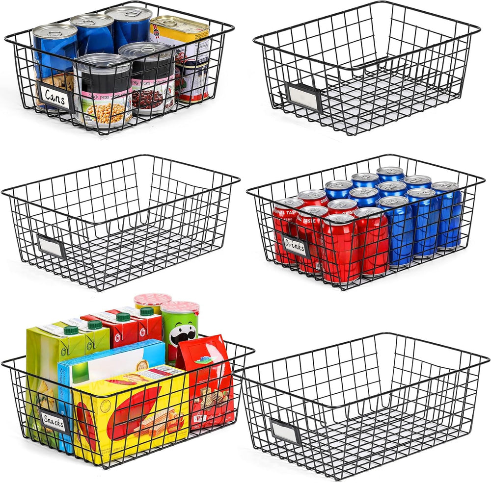 6 Pack Wire Baskets for Pantry Organization and Storage, Kitchen Organizer, 2...