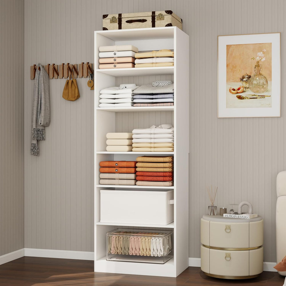 Closet system with 15-Height Adjustable Storage Shelves, Wood Closet Organize...