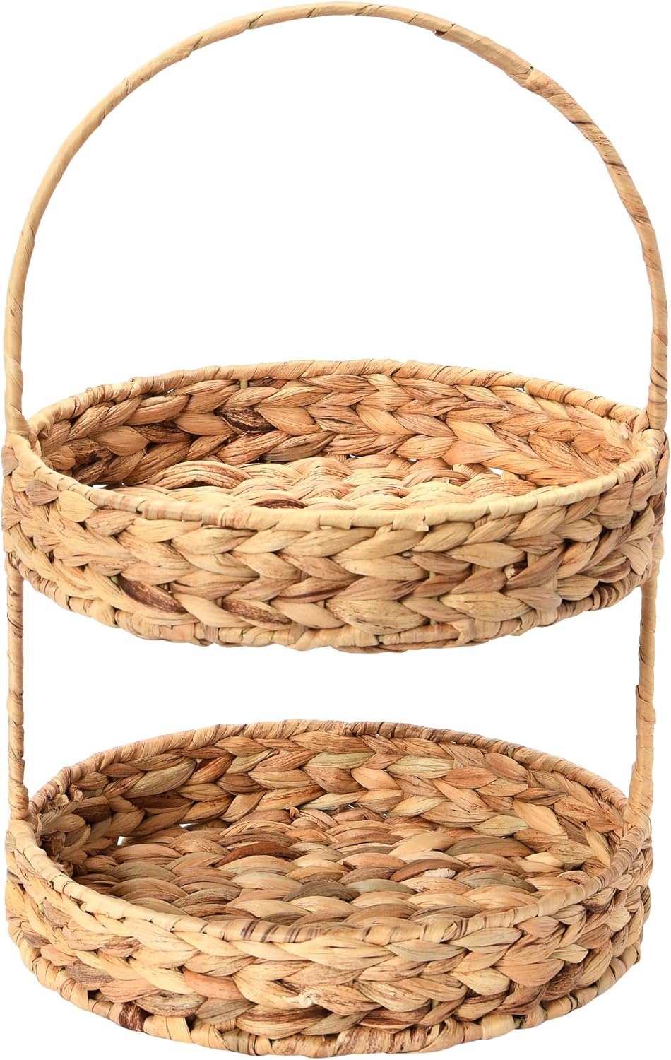 Household Essentials Water Hyacinth 2-Tier Tray, Natural